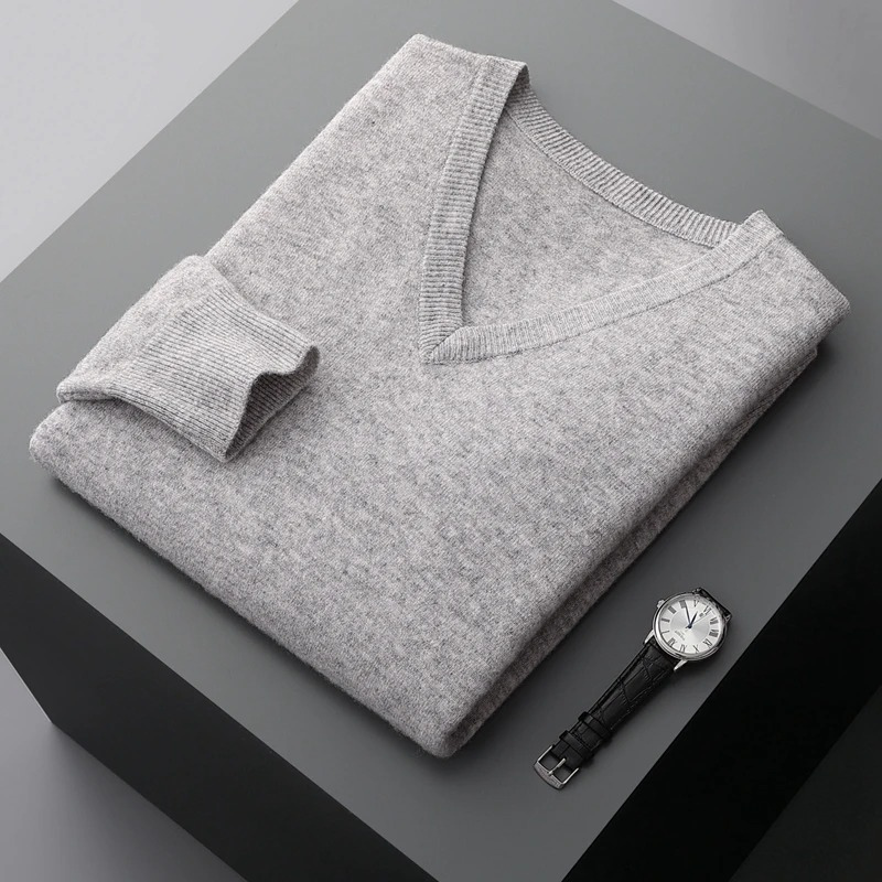 Men’s Classic V-Neck Knit Sweater | Slim Fit