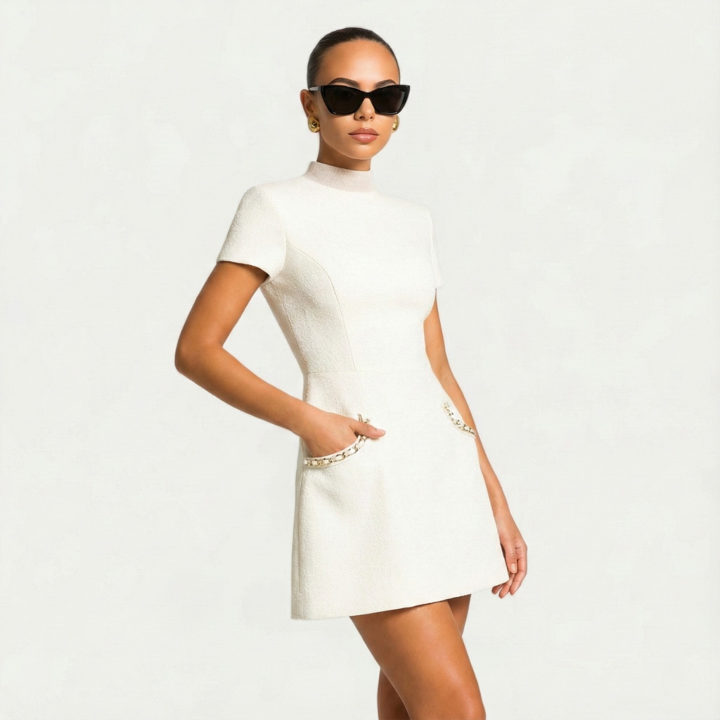 Elegant Short Sleeve Mini Dress for Women