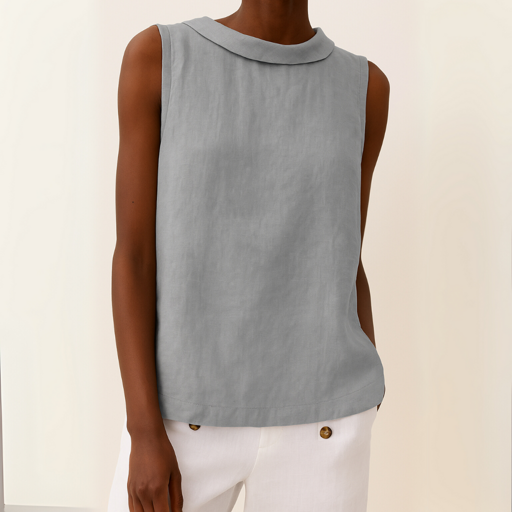 Women's Casual Sleeveless Top | with Roll Collar