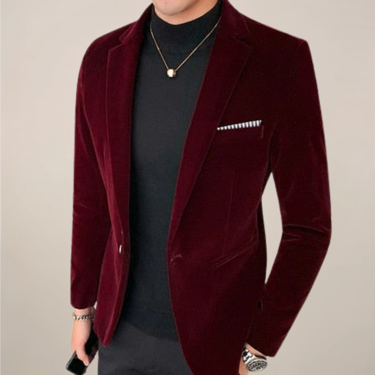 Men's Slim Fit Formal Blazer Jacket | One-Button Lapel