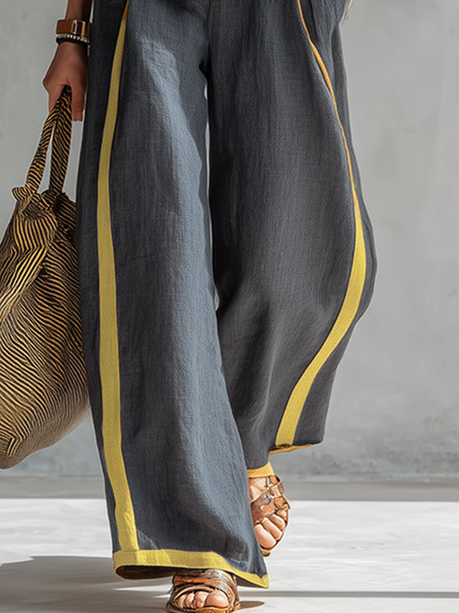Women's 2-Piece Summer Outfit | Sleeveless Top and Wide-Leg Pants Set