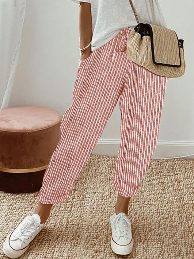 Women's Lightweight Linen Summer Pants with Drawstring