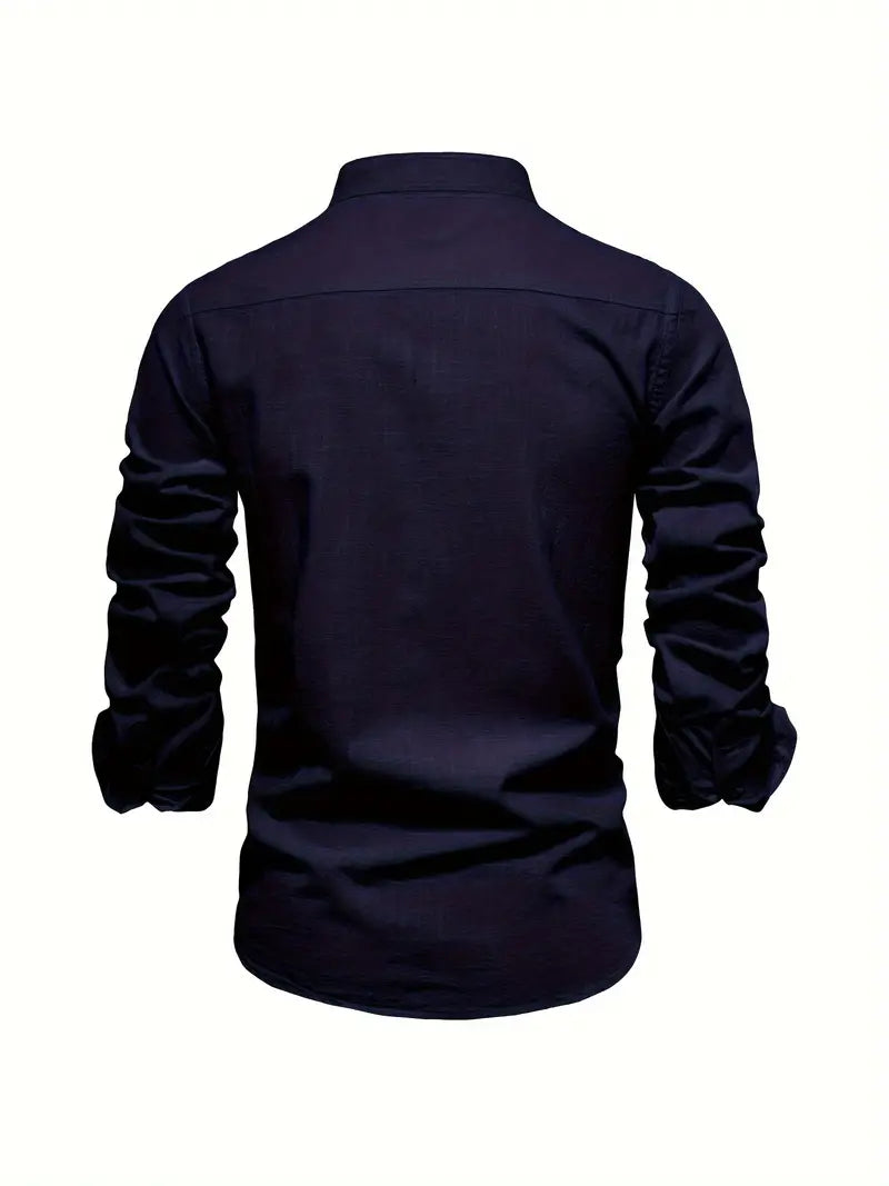 Men's Long Sleeve Stand Collar Casual Shirt