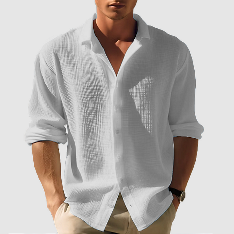 Men's Long Sleeve Waffle Knit Shirt | Casual Wear