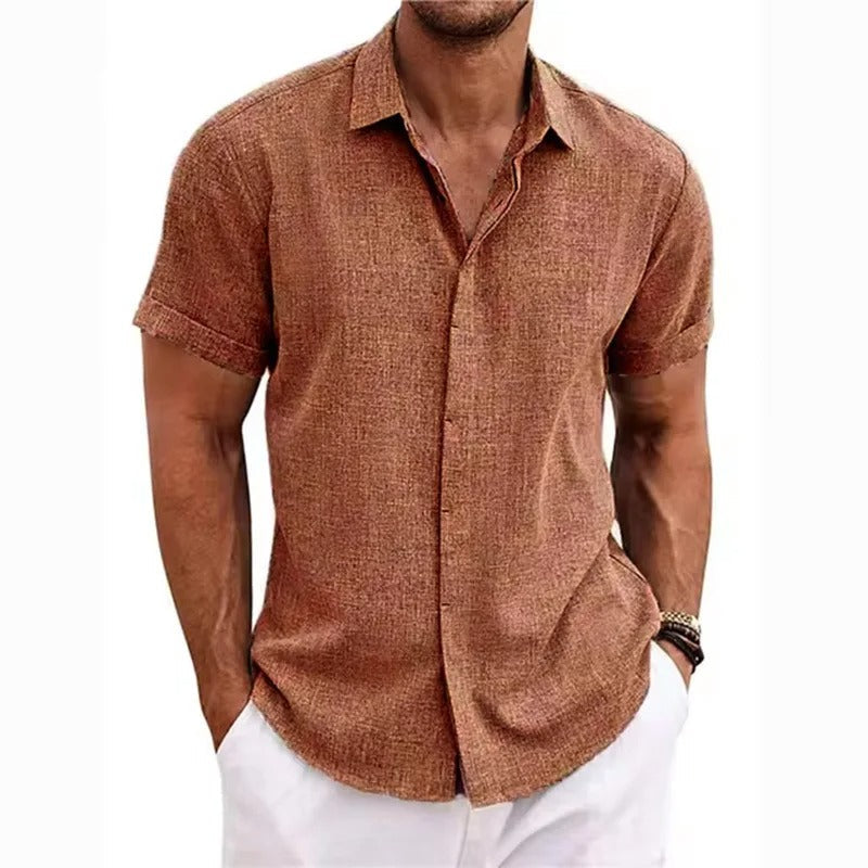 Men's Short Sleeve Beach Polo Shirt with Button Closure