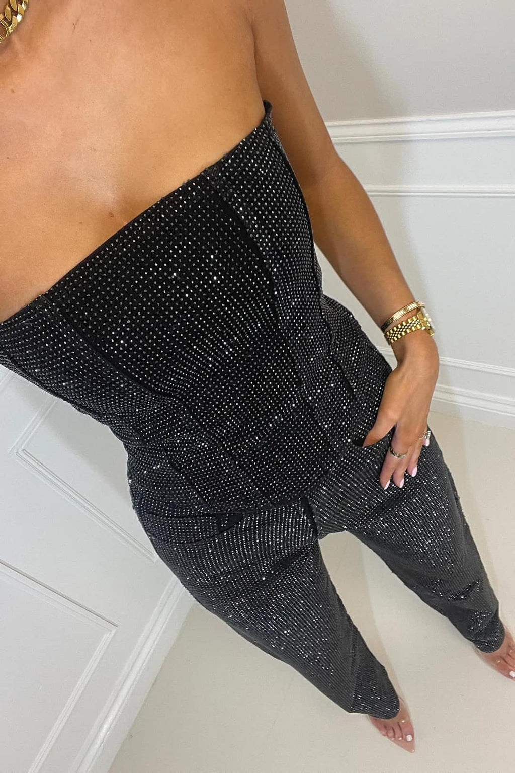 Elegant Women's Top and Pants Set | Glitter