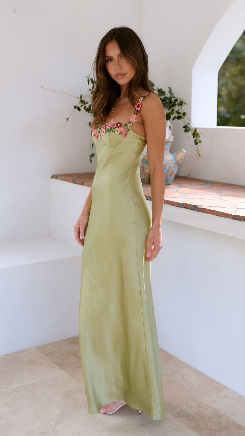 Floral Embroidered Maxi Dress for Parties