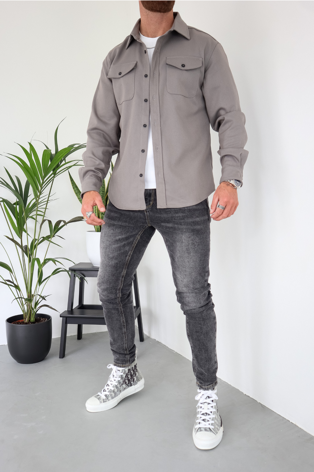Men's Casual Long Sleeve Overshirt | with Chest Pockets