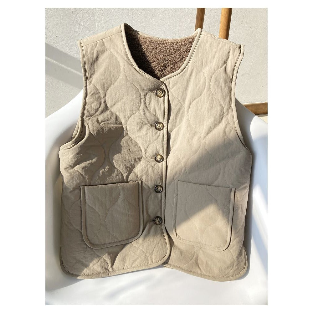 Reversible Quilted Jacket with Fleece Lining for Women - Oria