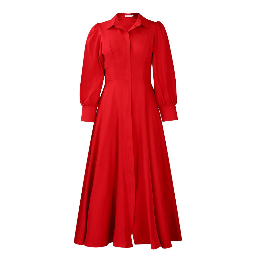 Button Down Maxi Dress with Long Sleeves for Women - Olga