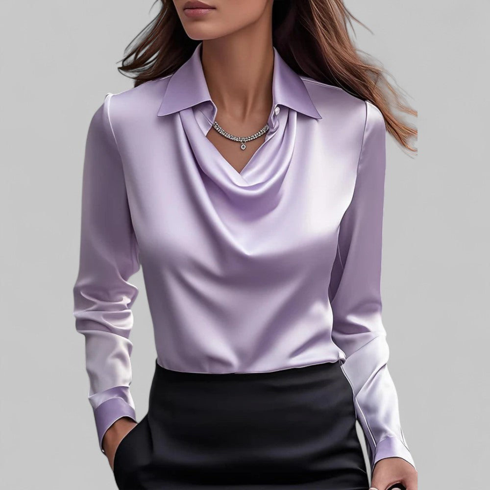 Women's Long Sleeve Waterfall Neck Blouse