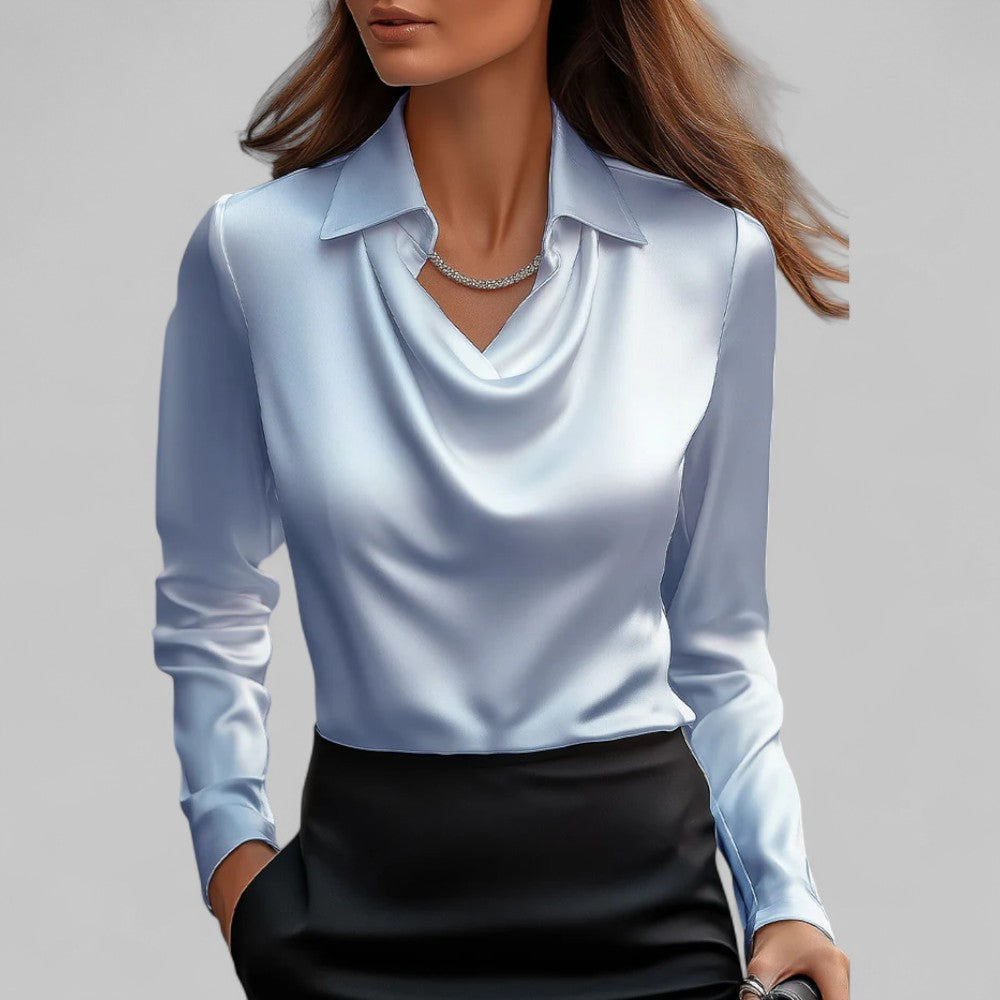 Women's Long Sleeve Waterfall Neck Blouse