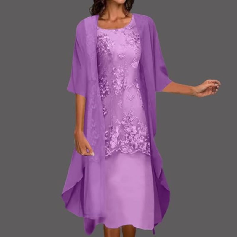 Women's Midi Two-Piece Dress for Wedding Guests