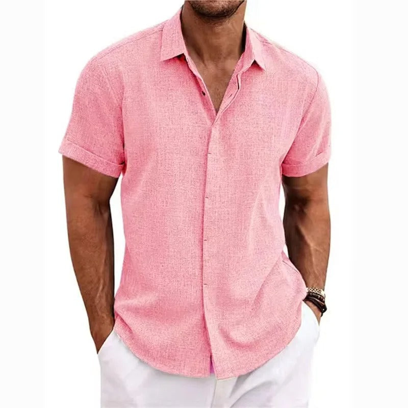 Men's Short Sleeve Beach Polo Shirt with Button Closure