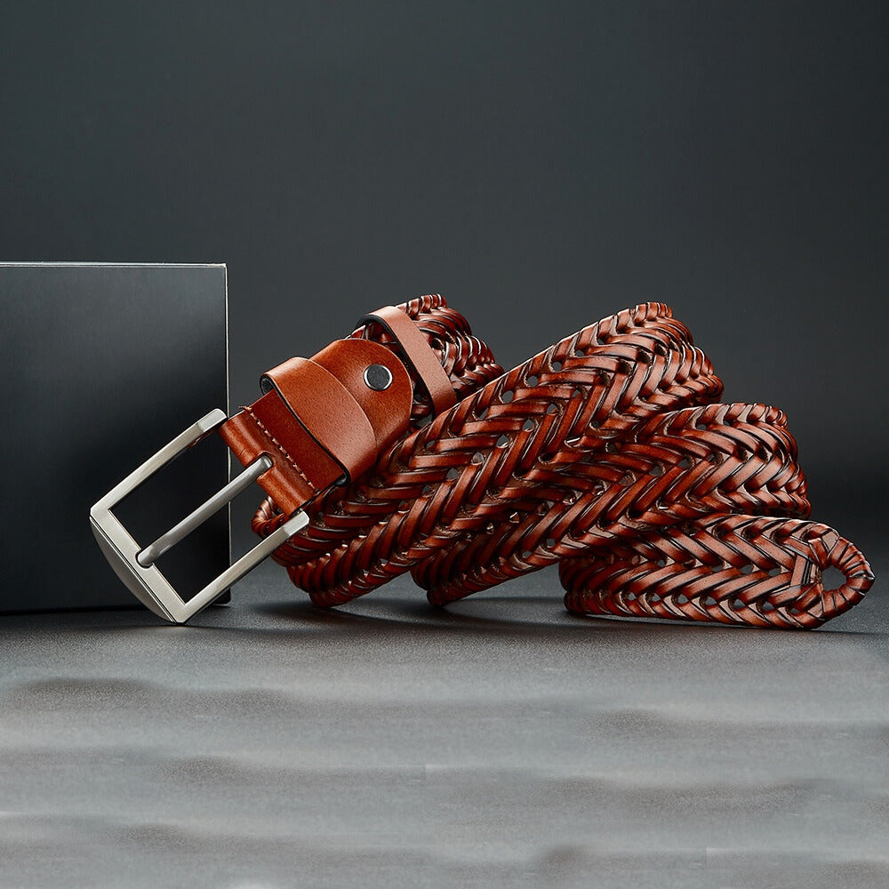 Men's Vintage Braided Belt | with Silver Pin Buckle