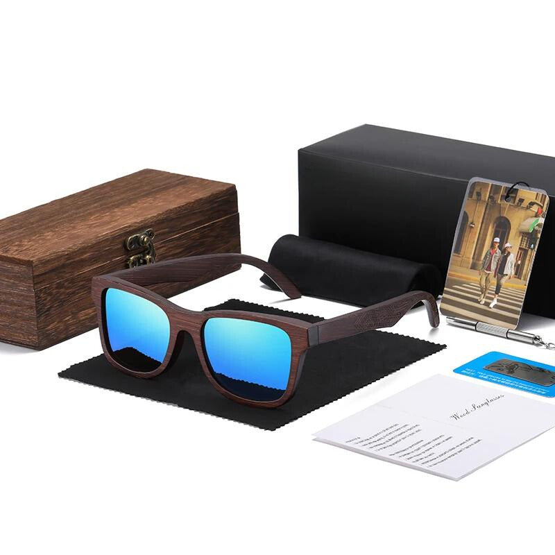 Unisex Retro Classic Wooden Frame Sunglasses | Polarized