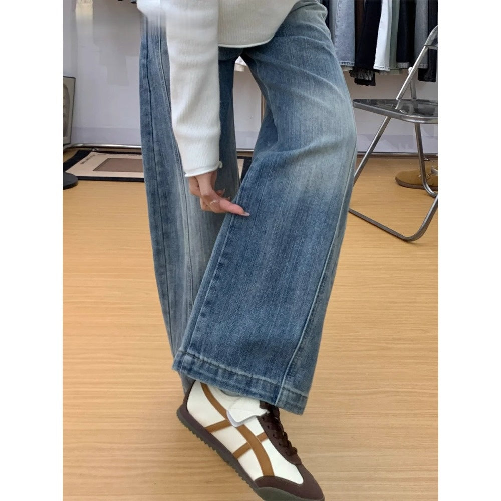 Wide Leg Denim Jeans with High Waist for Women - Nadia