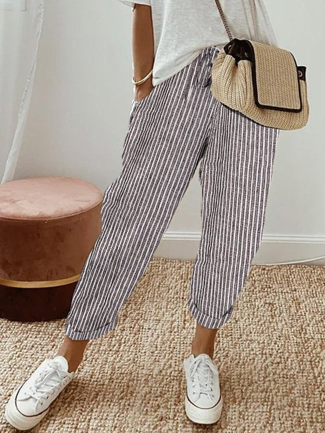 Women's Lightweight Linen Summer Pants with Drawstring
