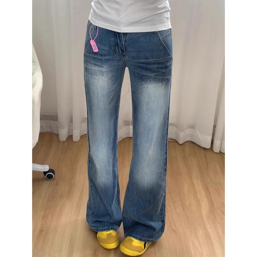 Blue High Waist Flared Denim Jeans for Women - Debora