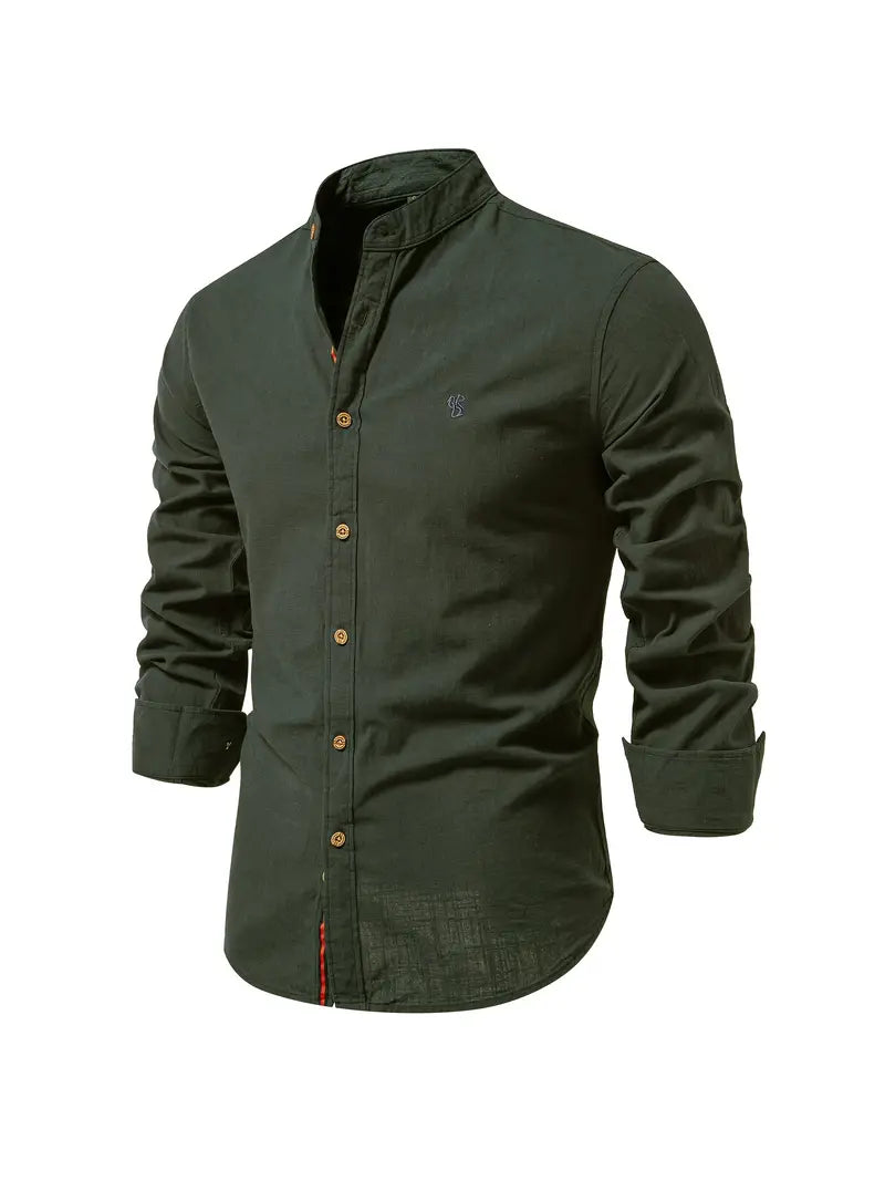 Men's Long Sleeve Stand Collar Casual Shirt