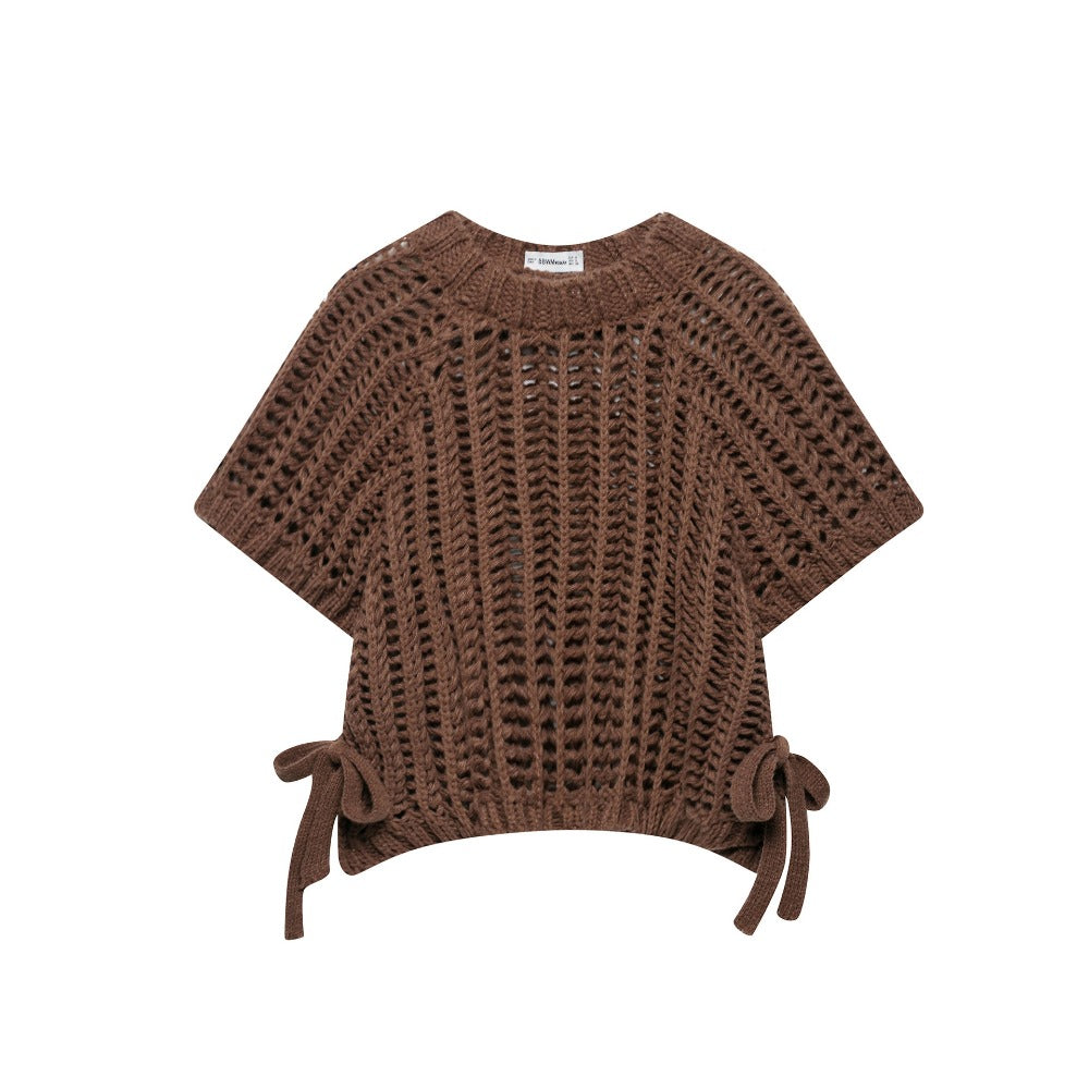 Multi Color Crochet Knit Short Sleeve Top for Women - Ginevra