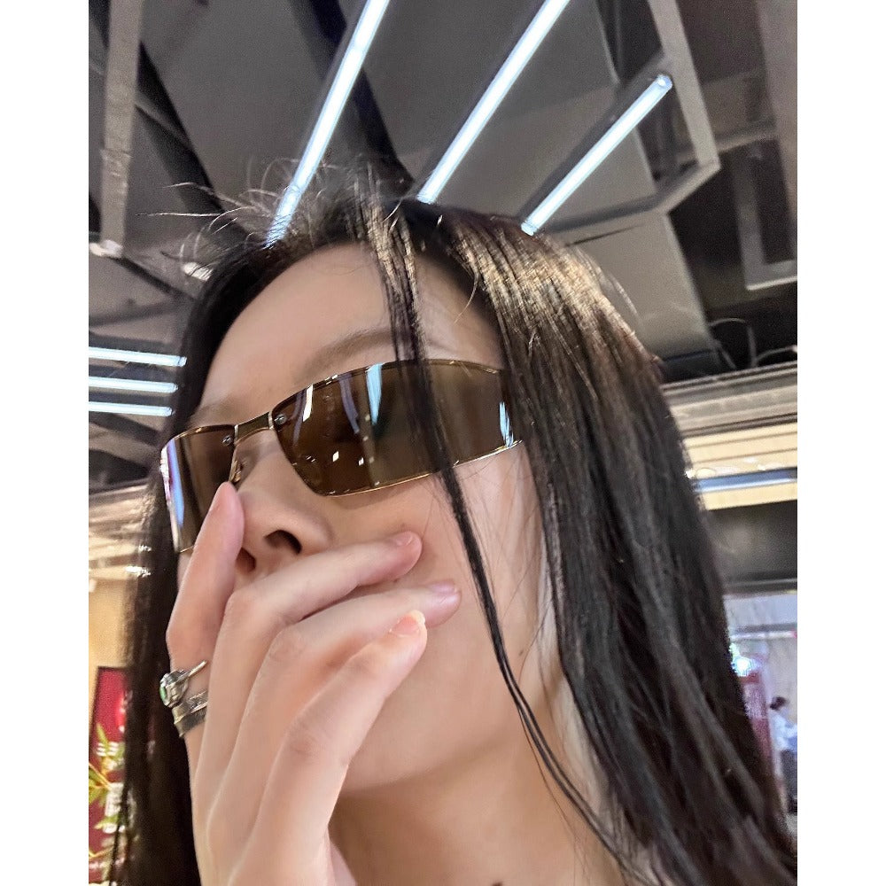 Brown Rectangular Frame Sunglasses with Tinted Lenses for Women - Marta