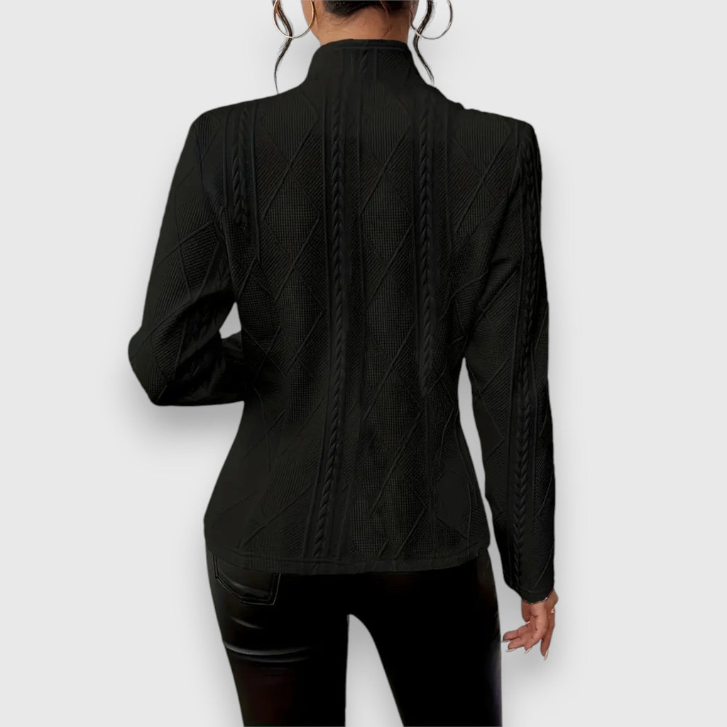 Women's Office Stand Collar Blazer Jacket | with Button Closure