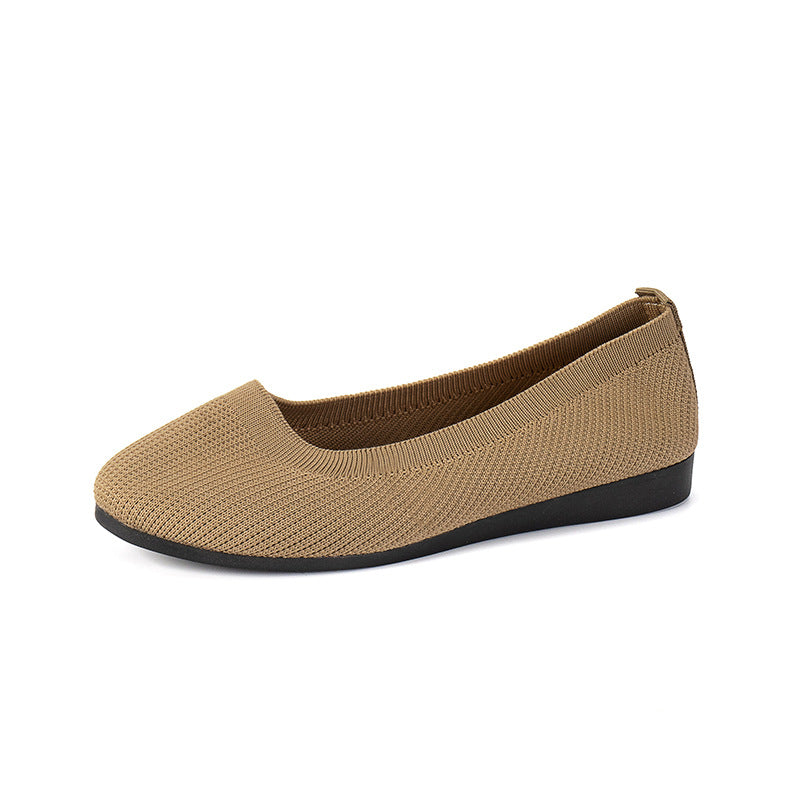 Women's Round Toe Knit Ballet Flats | Slip-On