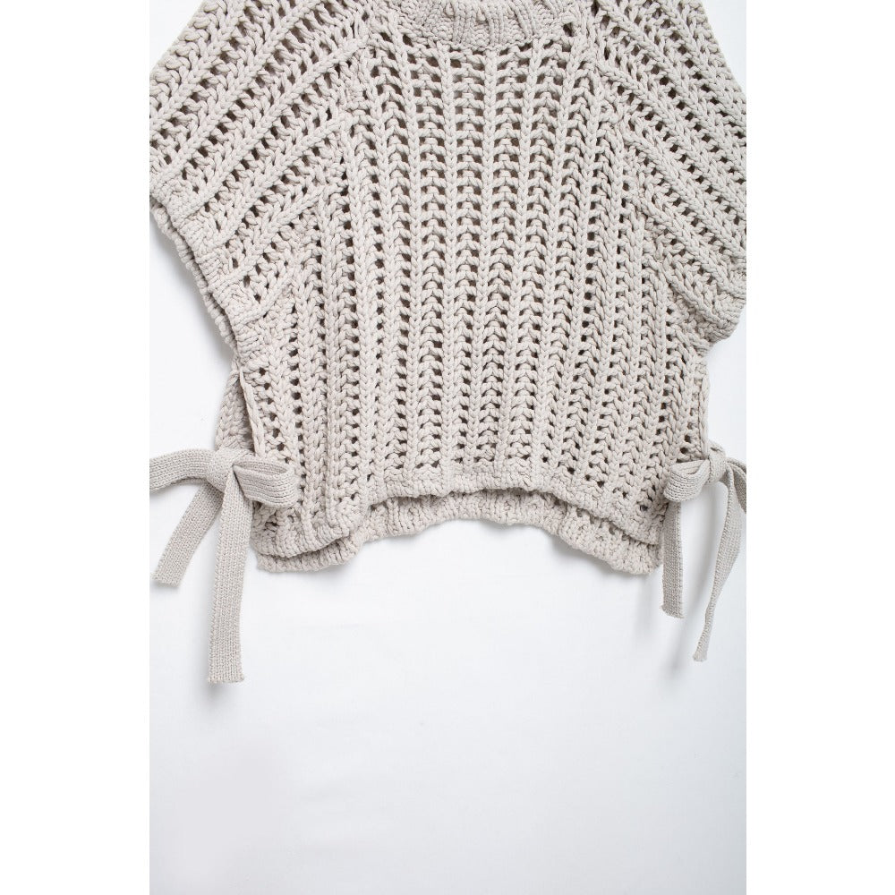 Multi Color Crochet Knit Short Sleeve Top for Women - Ginevra