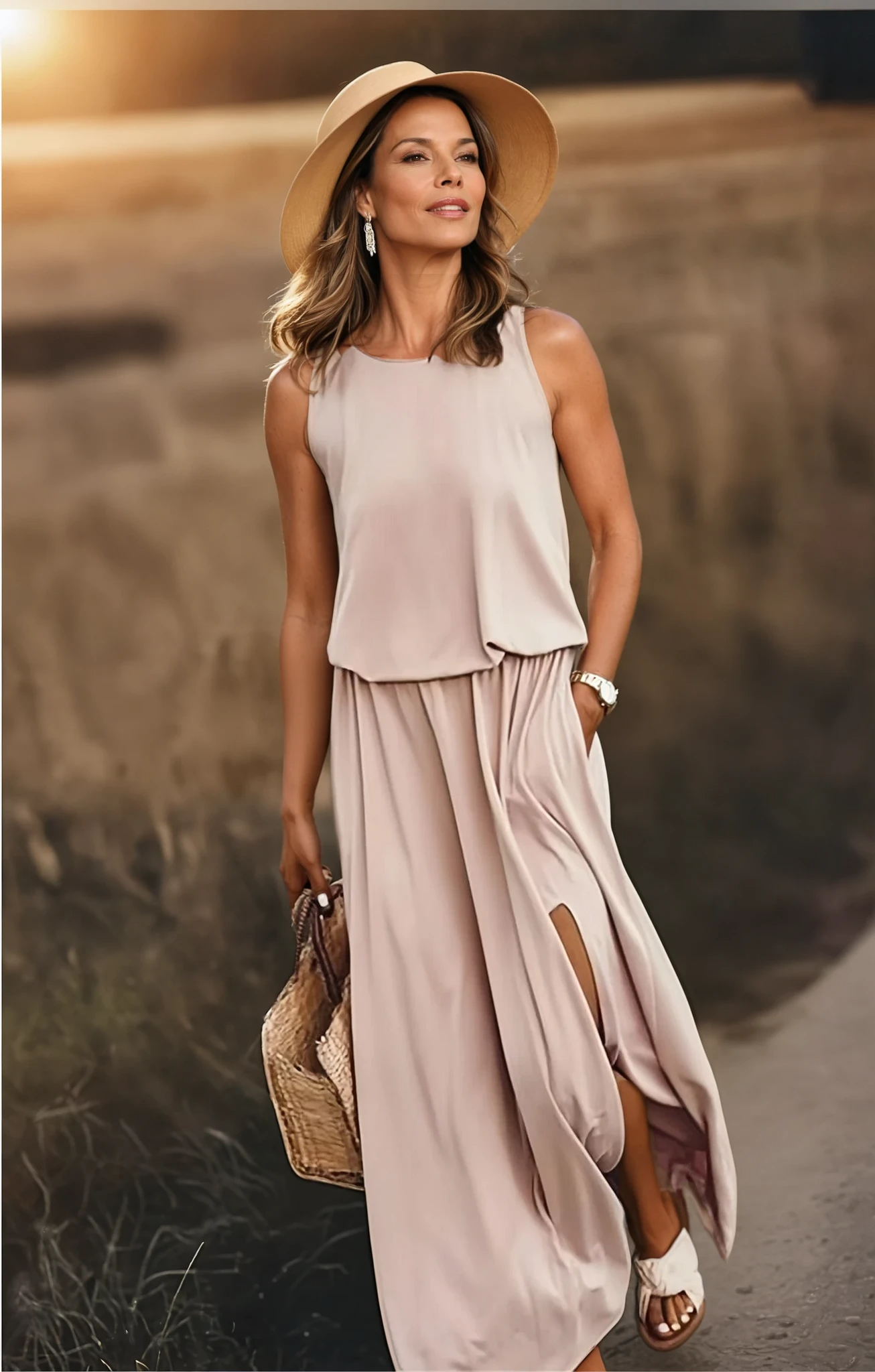 Maxi Sleeveless Summer Dress for Women with Side Slit