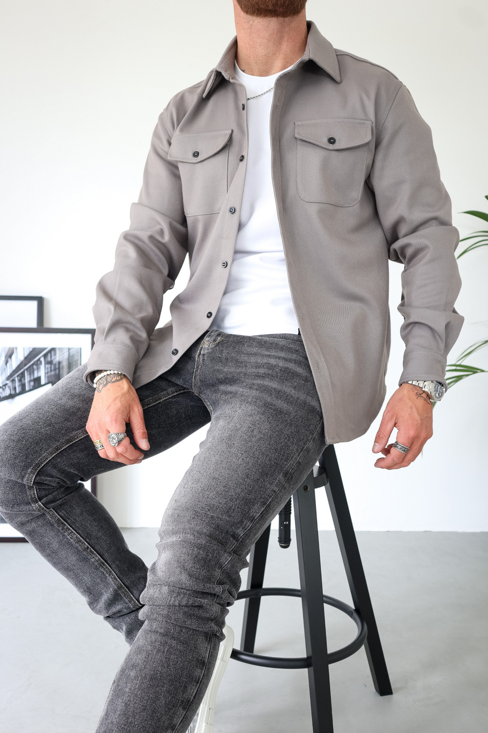 Men's Casual Long Sleeve Overshirt | with Chest Pockets