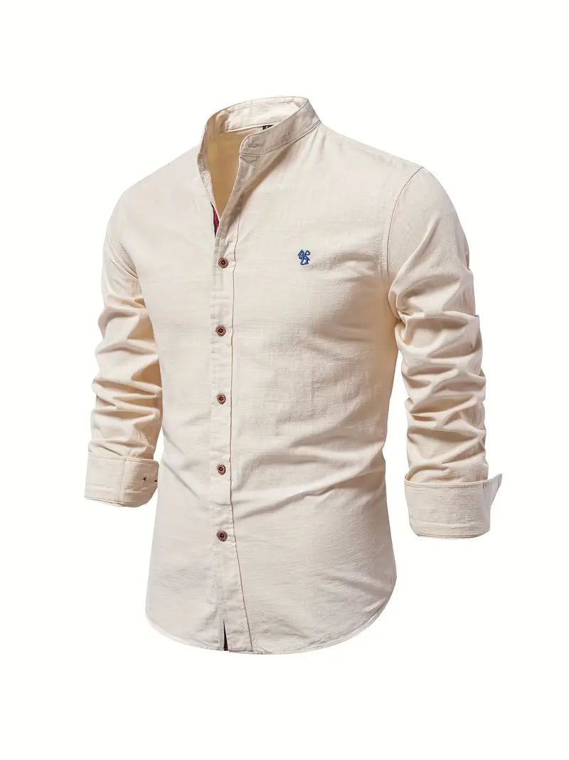 Men's Long Sleeve Stand Collar Casual Shirt