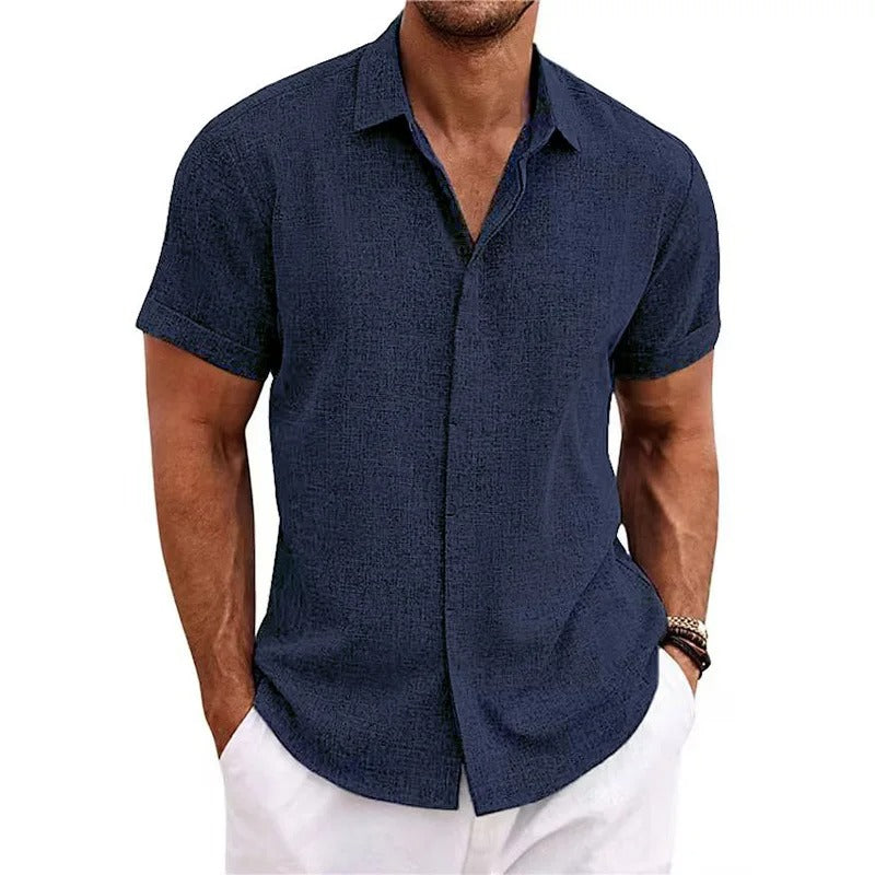 Men's Short Sleeve Beach Polo Shirt with Button Closure