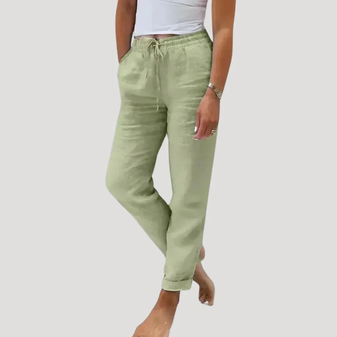 Straight Leg Women's Summer Pants with Pockets