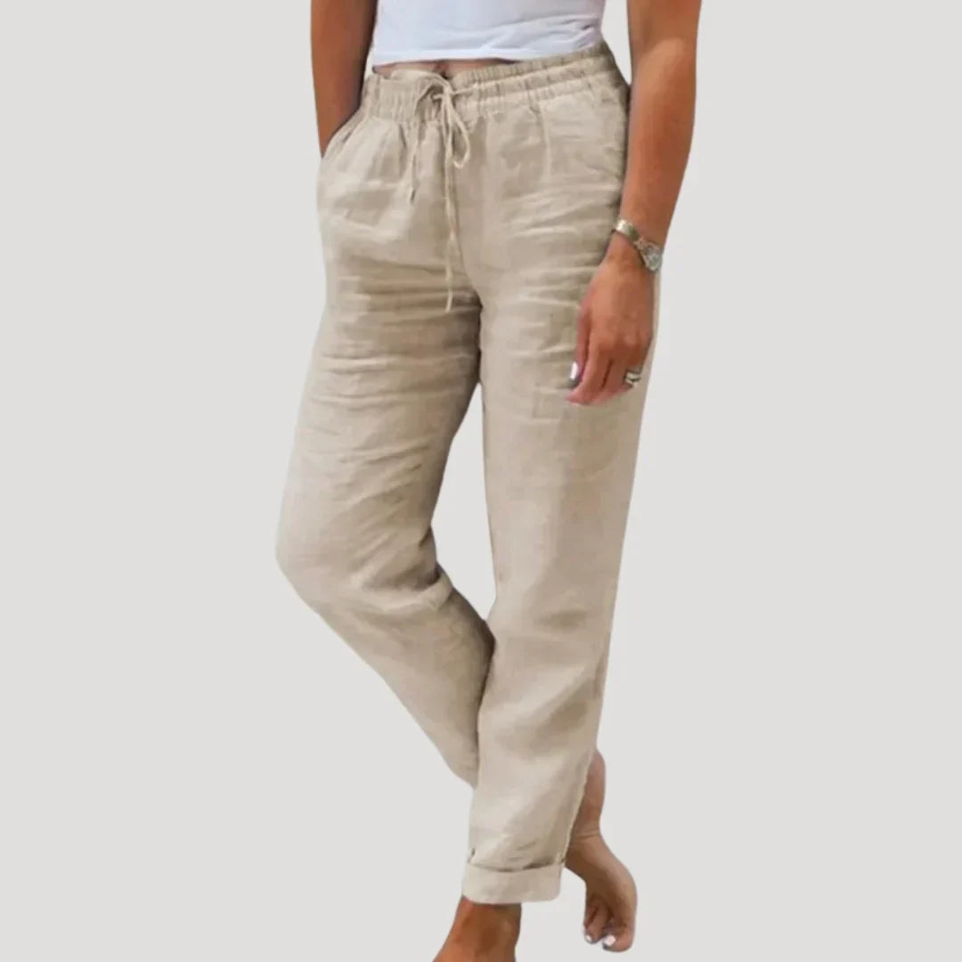 Straight Leg Women's Summer Pants with Pockets