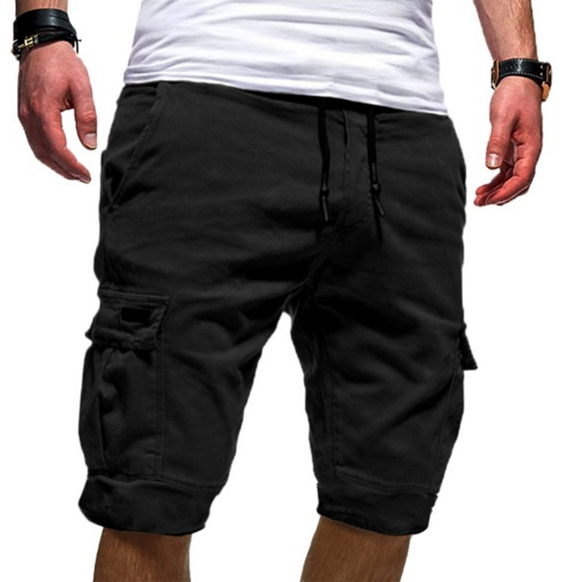 Men's Casual Cargo Shorts with Drawstring and Multiple Pockets