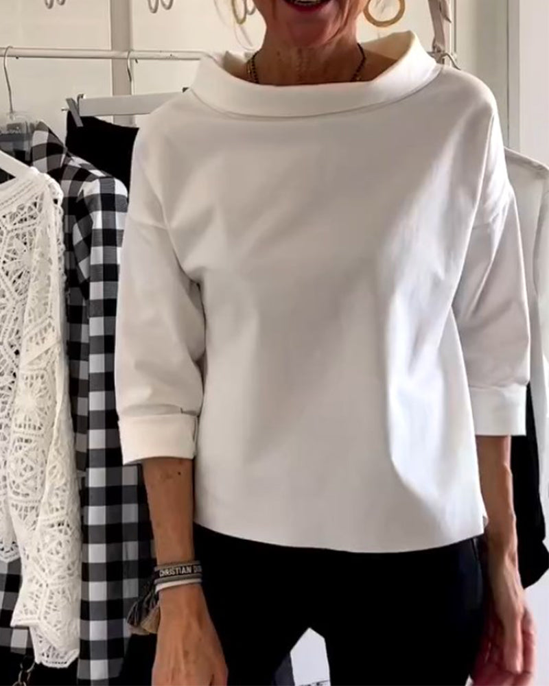 Casual Waterfall Neck Blouse for Women | 3/4 Sleeves