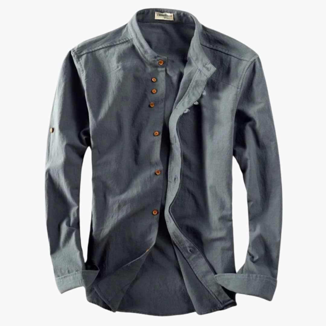 Men's Long Sleeve Stand Collar Shirt