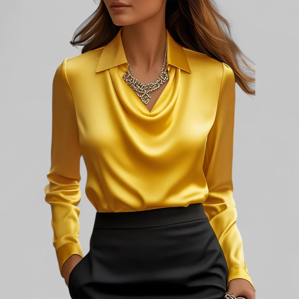 Women's Long Sleeve Waterfall Neck Blouse