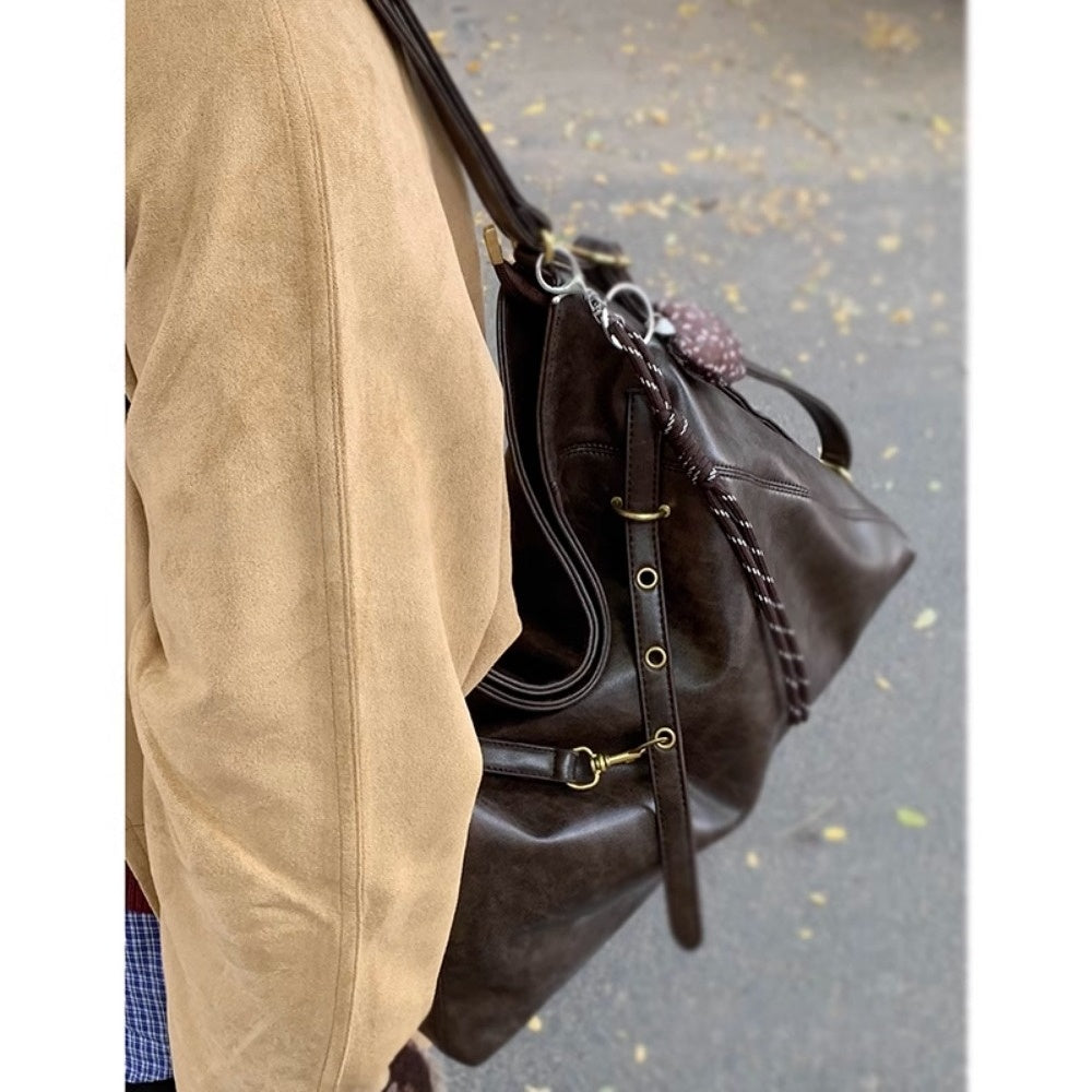 Faux Leather Shoulder Bag with Strap for Women - Chiara