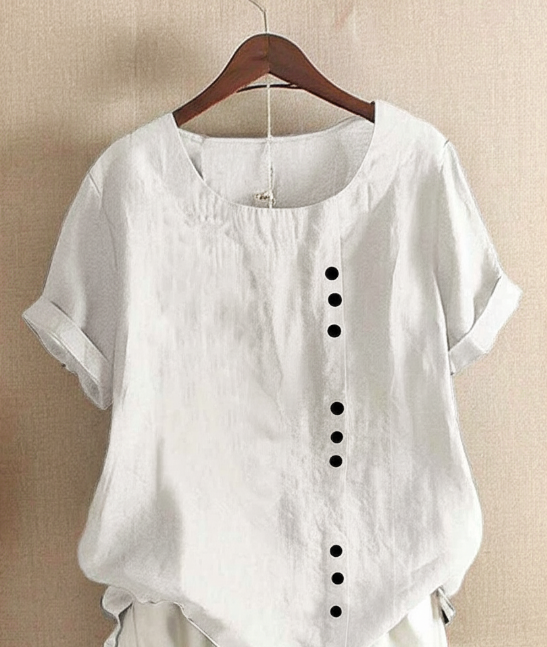 Women's Casual Short Sleeve Linen Blouse for Summer