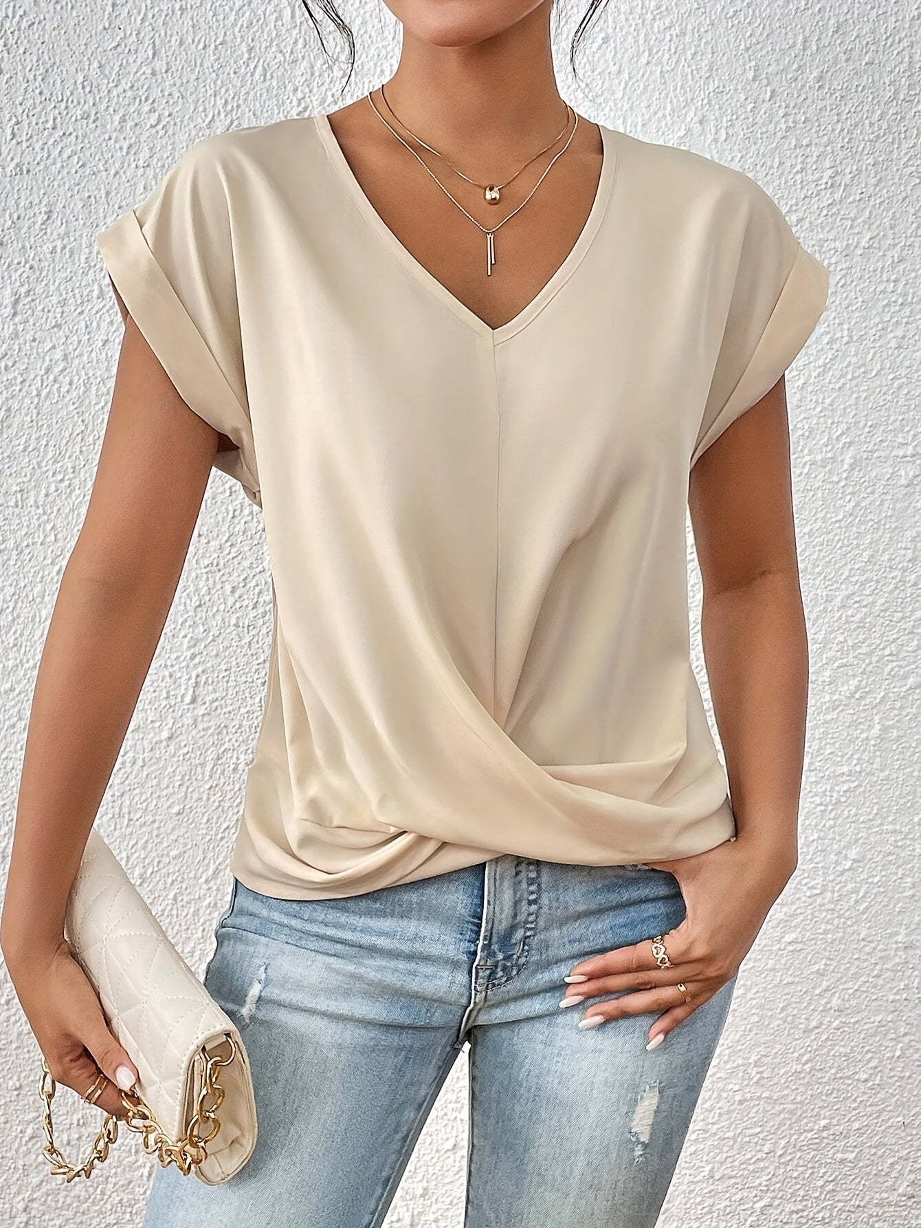 Women's Short Sleeve Casual V-Neck T-Shirt