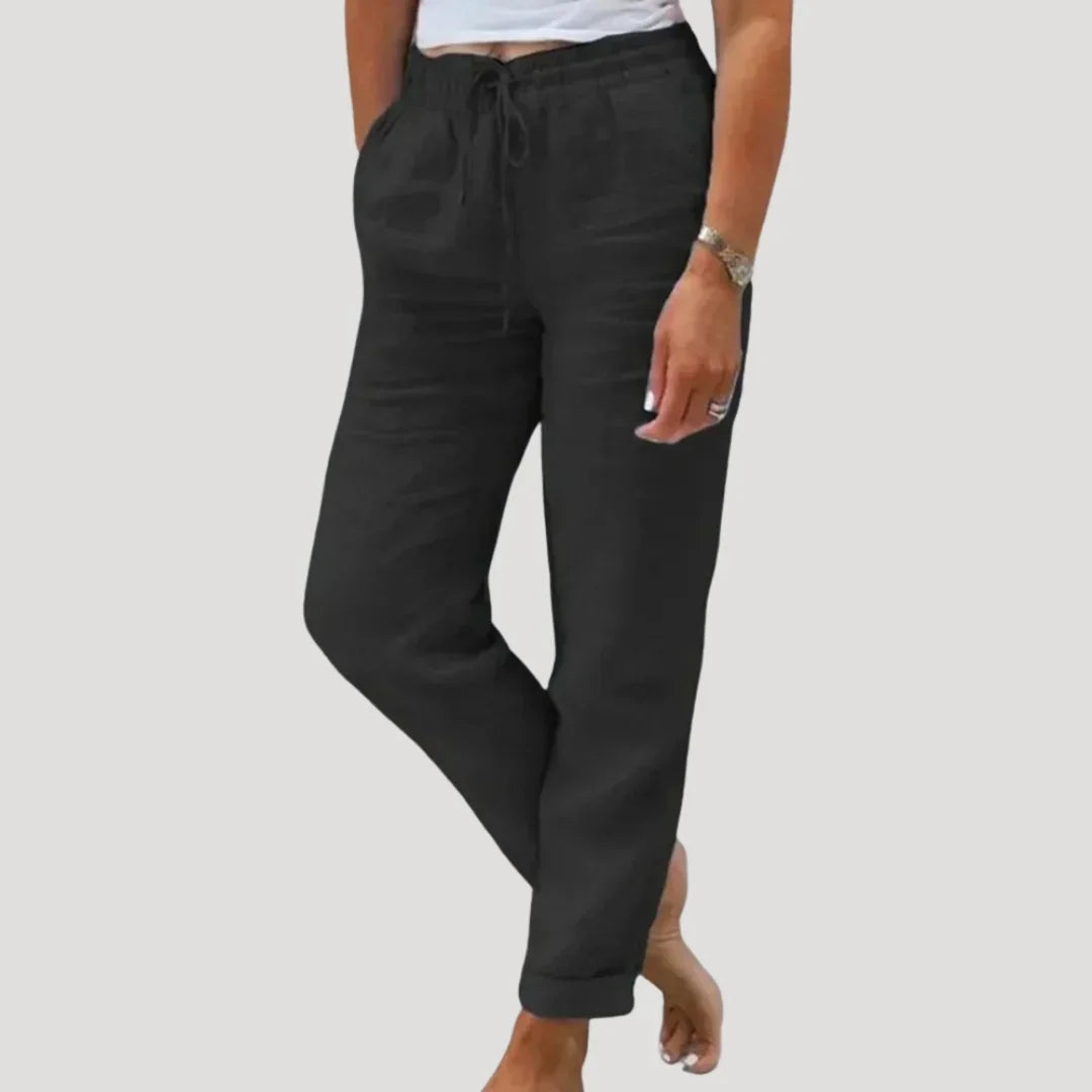 Straight Leg Women's Summer Pants with Pockets