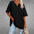Women's Oversized Solid Color V-Neck T-Shirt