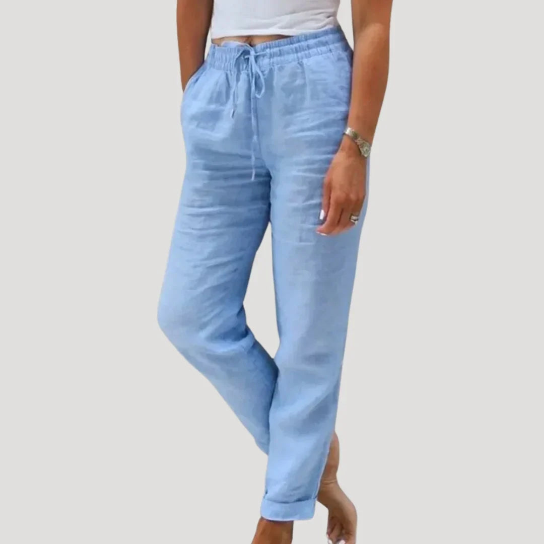 Straight Leg Women's Summer Pants with Pockets