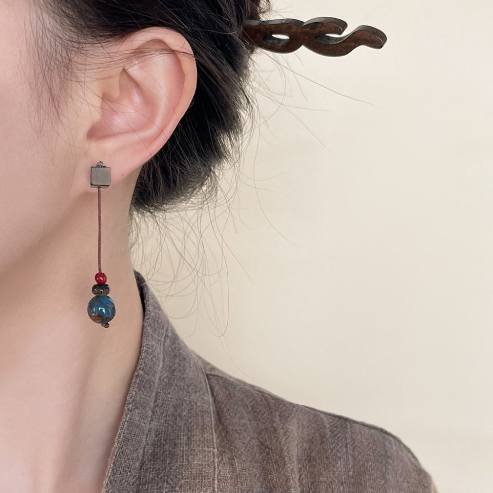 Multicolor Natural Stone Drop Earrings for Women - Eleonora
