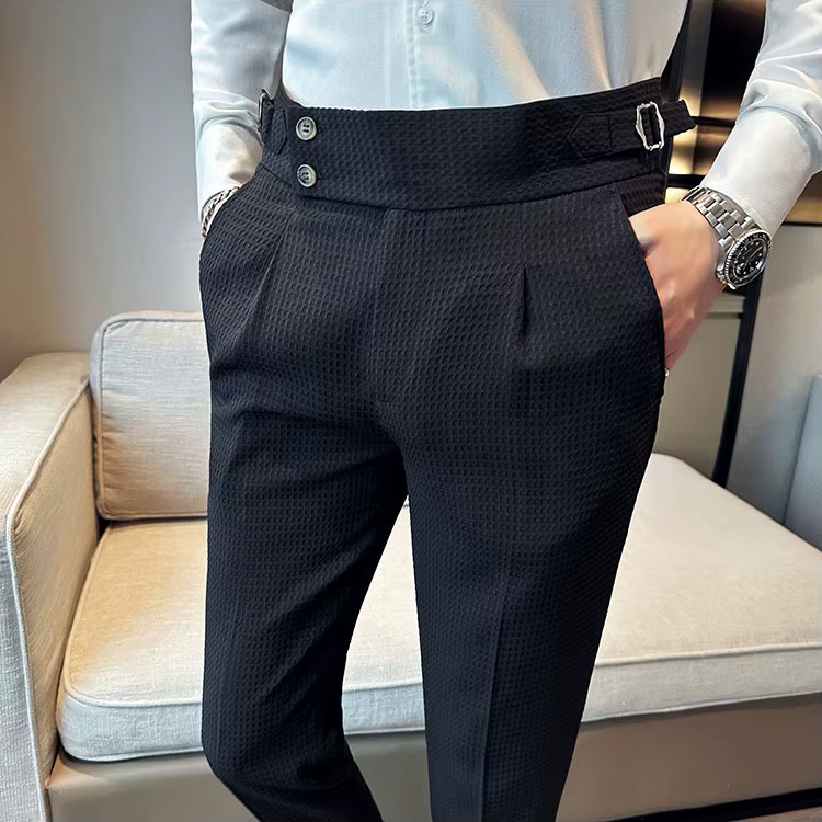 Men's High-Waisted Formal Pants | Slim Fit