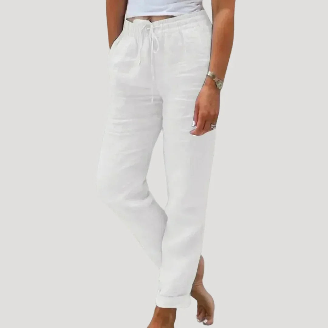 Straight Leg Women's Summer Pants with Pockets