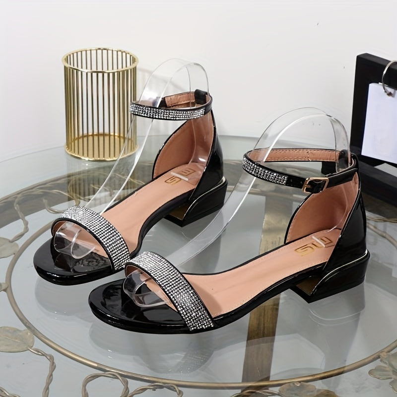 Women's Sparkling Dress Sandals for Weddings and Prom | Low Block Heel