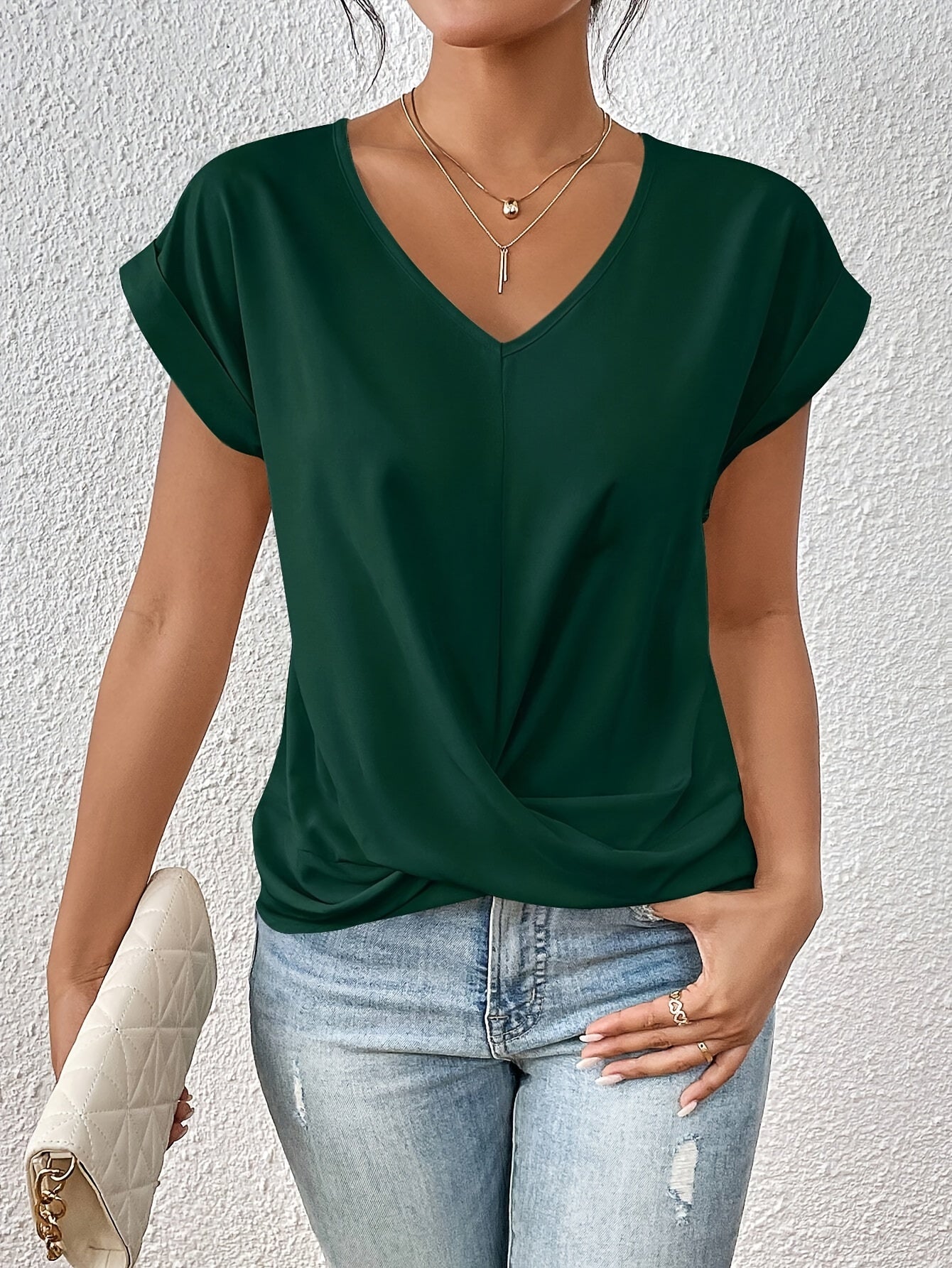 Women's Short Sleeve Casual V-Neck T-Shirt
